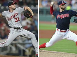 Por amplio margen, Max Scherzer (i) y Corey Kluber (d) recibieron el mayor número de votos de la Asociación de Cronistas de Beisbol de Norteamérica. AP / ARCHIVO