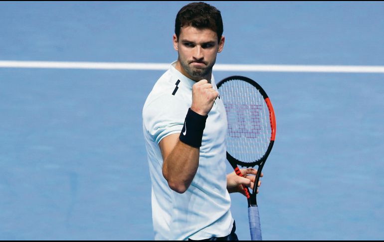 Grigor Dimitrov. El búlgaro celebra tras ganar un punto ante David Goffin. EFE