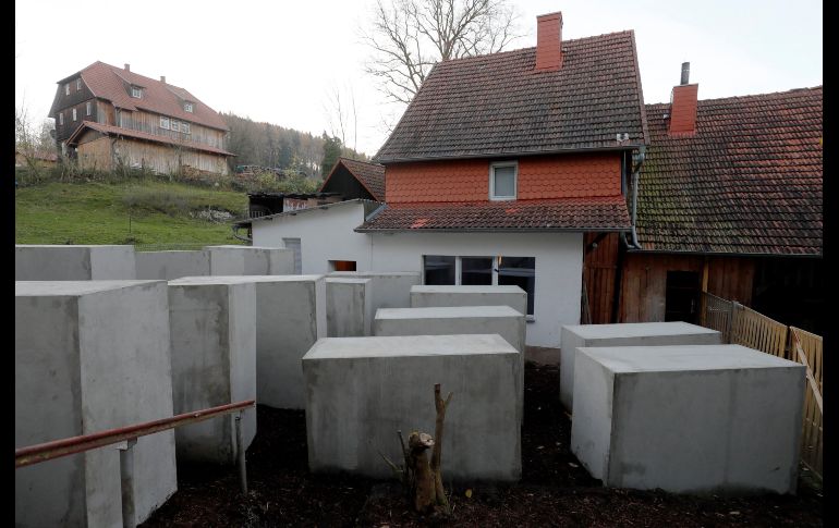 Activistas plantan monumento del Holocausto frente a casa de ultraderechista en Bornhagen, al este de Alemania. EFE / R. Wittek