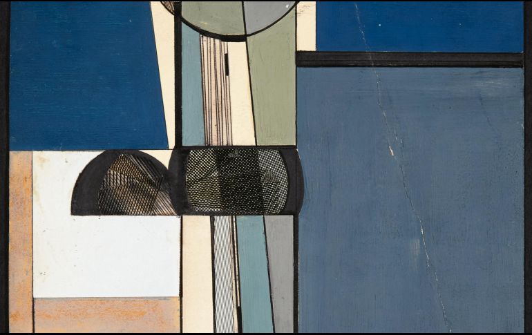 Pieza de Elena Asins, realizada en tinta china, gouache y papel de trama sobre cartulina. ESPECIAL/Museo Nacional Centro de Arte Reina Sofía.