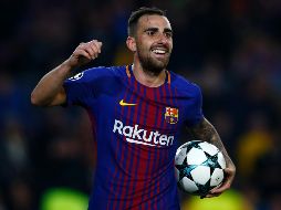 Paco Alcácer celebra tras anotar el primer gol blaugrana al minuto 58. AP/M. Fernández