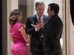 Chrystia Freeland, Robert Lighthizer e Idelfonso Guajardo. La próxima ronda de negociaciones será del 23 al 28 de enero en Montreal. AP/archivo