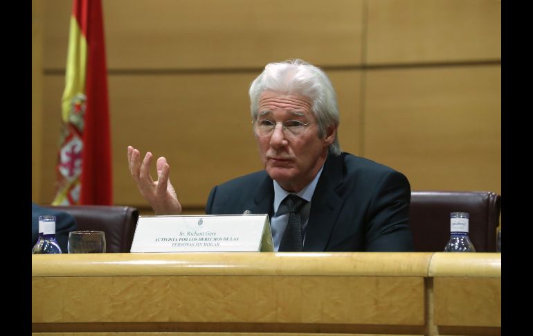 Gere habló para denunciar la situación de las personas sin hogar y transmitir el trabajo de la Red de Apoyo a la Integración Sociolaboral. EFE / ZIPI