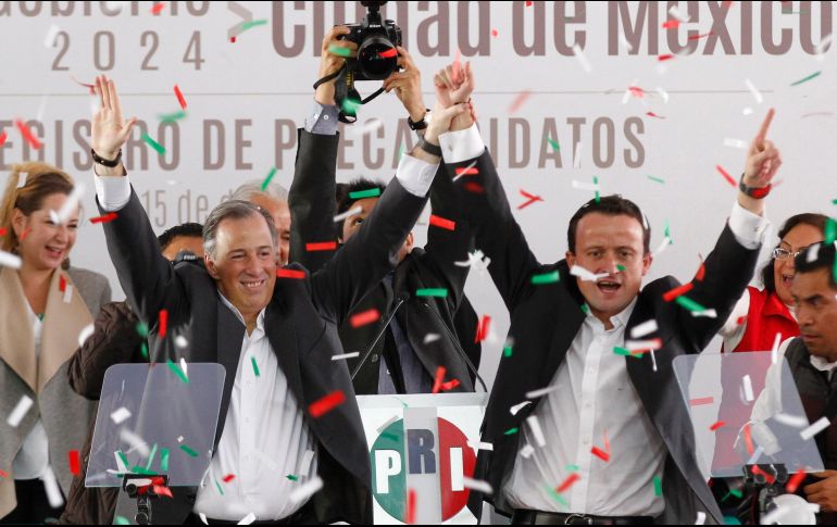 Meade Kuribreña acompañó a Mikel Arriola como precandidato del PRI a la jefatura del Gobierno capitalino. NOTIMEX/J. Pazos