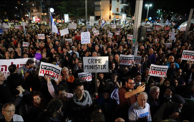 En las últimas semanas se han llevado a cabo protestas contra Netanyahu que lleva mucho tiempo en el cargo.EFE/A. Sultan