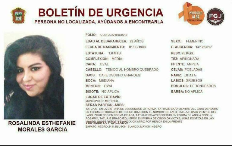 La madre comentó que la Fiscalía sospecha que el asesinato se cometió el mismo día en que Rosalinda desapareció. EFE / FGJEM