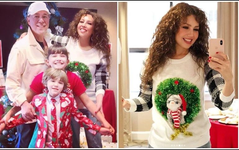 Su rostro luce hinchado en las fotografías navideñas compartidas. INSTAGRAM/thalia