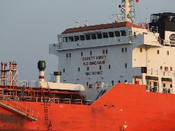 El buque Lighthouse Winmore permanece incautado en el puerto de Yeosu. AFP