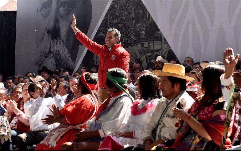 El líder nacional del tricolor asistió a la conmemoración del 103 aniversario de la promulgación de la Ley Agraria. TWITTER / @EnriqueOchoaR