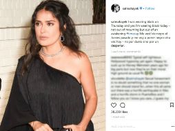 Hayek publicó en su cuenta de Instagram de ella vestida de negro. INSTAGRAM / salmahayek