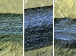 Los investigadores creen que el hielo se formó hace relativamente poco, pues los sitios parecen ser lisos en la superficie. TWITTER / @sciencemagazine