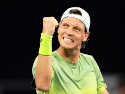 Tomas Berdych celebra luego de obtener la victoria en el partido. EFE/D. Lewins
