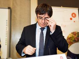 El expresidente catalán Carles Puigdemont, participa en un coloquio organizado por la Universidad de Copenhague. EFE/T. Mikkel