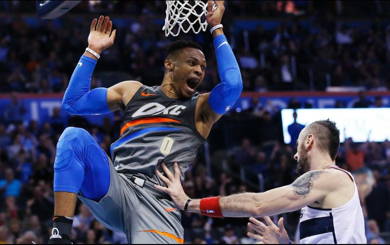 Russell Westbrook anotó 46 puntos, su mayor cifra de la campaña. AP / S. Ogrocki
