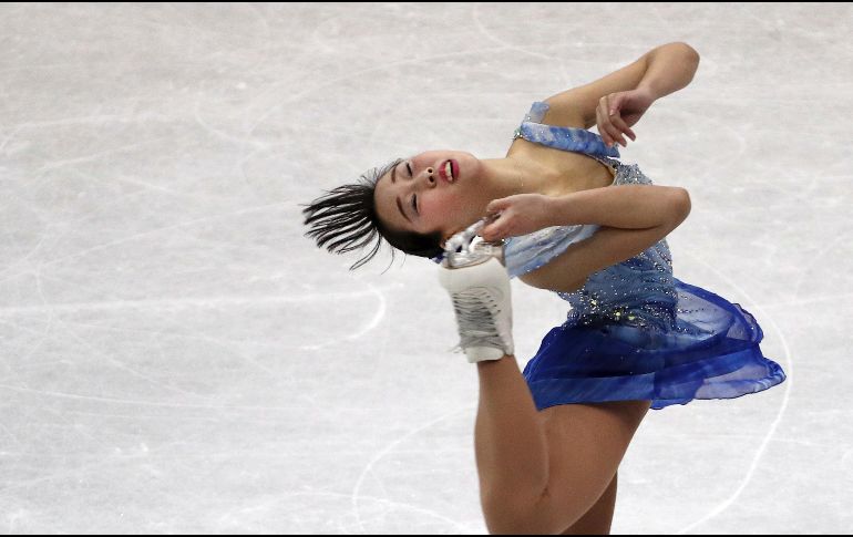 La japonesa Mai Mihara presenta su rutina libre en el campeonato de patinaje artístico de los cuatro continentes, realizado en Taipei, Taiwán. AP/C. Ying-ying