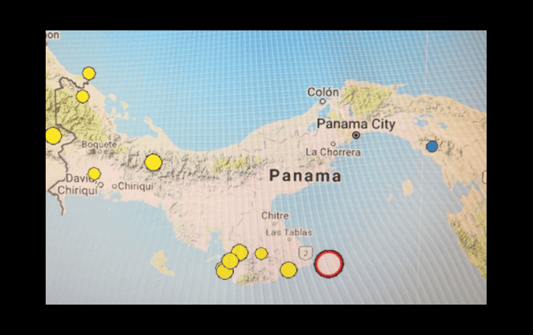 La intensidad del sismo de magnitud 6.6, con 10 kilómetros de profundidad, no representa amenaza de tsunami. TWITTER/ @Sinaproc_Panama