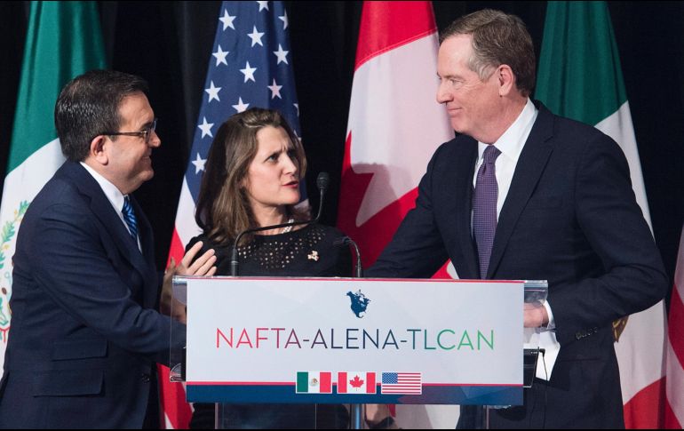 Los tres socios del TLCAN mantuvieron en Montreal su sexta ronda de negociaciones la semana anterior.  AP / G. Hughes