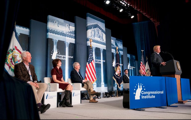 Donal Trump habla ante sus partidarios en una conferencia del Partido Republicano. AP/A. Harnik