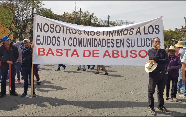 A la marcha también llegaron ejidatarios de otros municipios de Jalisco. EL INFORMADOR/N. MARTÍN DEL CAMPO