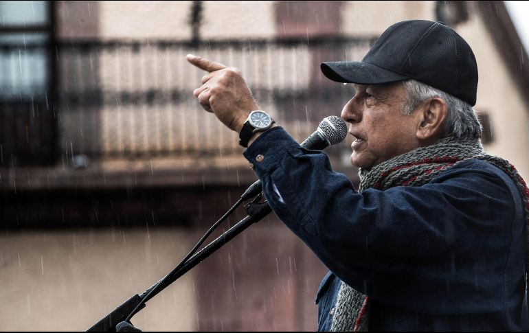 El líder de Morena tuvo un evento en la Plaza de los Fundadores de San Luis Potosí. SUN / G. Espinosa