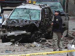 En el lugar de la explosión se encontró un contenedor de plástico y parte de un detonador. EFE/ M. Alipaz