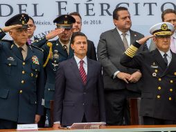 Enrique Peña Nieto encabezó la conmemoración del Día del Ejército, en el nuevo Estadio SEDENA. NOTIMEX/Presidencia