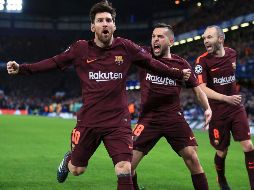 El astro argentino consiguió el tanto del empate en el minuto 75, cuando el partido se le complicaba al Barça. AP / N. Potts / PA