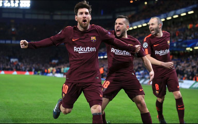 El astro argentino consiguió el tanto del empate en el minuto 75, cuando el partido se le complicaba al Barça. AP / N. Potts / PA
