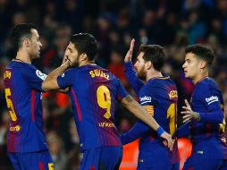 Con Messi como máximo referente, el Barcelona marcha en primer lugar de la Liga española. AP/M. Fernández