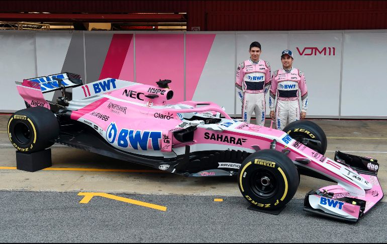 Los logotipos de Pemex son visibles en los espejos retrovisores del VJM11; la marca también está presente en los trajes de los conductores, la vestimenta del equipo y otros activos. AFP / J. Jordan