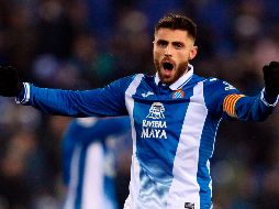 Gerard Moreno celebra el tanto de la victoria del Espanyol. AFP/J. Lago