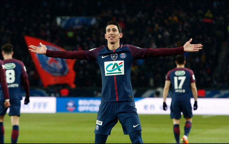 Di María celebra tras anotar el primer gol del PSG. AP/T. Camus