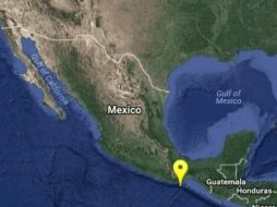 Mapa brindado por el Sismológico que muestra el sitio donde se registró el temblor. TWITTER/ @SSNMexico.