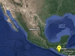 Imagen proporcionada por el Servicio Sismológico Nacional que muestra el sitio del epicentro. TWITTER/@SSNMexico