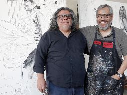 Víctor Hugo Pérez  y Juan Carlos Macías delante de su obra. EL INFORMADOR/M. Vargas