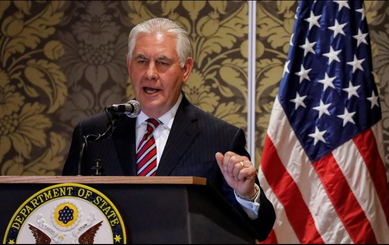 Rex Tillerson. El jefe de la diplomacia estadounidense habló con la prensa en Yibuti durante una gira por África. EFE/D. Kurokawa