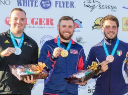 El tirador estadounidense Vincent Hancock logró la medalla de oro en la prueba de tiro al plato al registrar un total de 59 unidades en sus disparos. Cortesía / Federación Internacional de Tiro