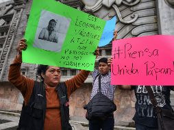 Periodistas veracruzanos protestan por la muerte de Vázquez Atzin en el municipio de Papantla. AFP / V. Razo