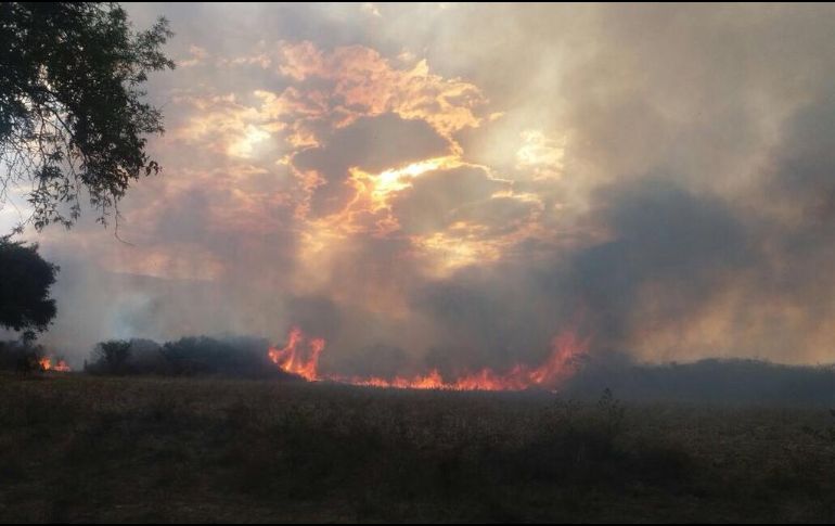 A las 19:53 horas sólo quedaban líneas de fuego con rumbo al Macrolibramiento, siendo controlado y a un 90 por ciento de ser extinto. TWITTER / @ReporteForestal