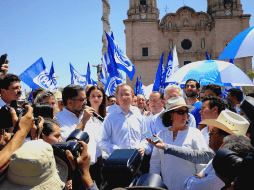 Martínez Espinosa acompañó a Ricardo Anaya en su gira en San Juan de los Lagos. TWITTER / @MiguelAngelME_