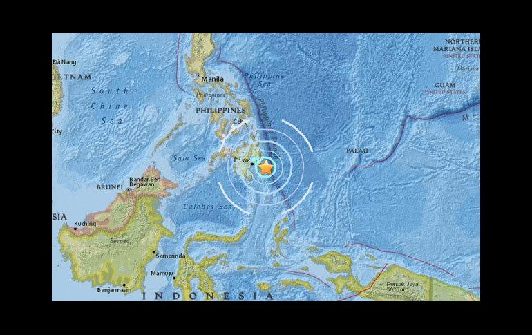El USGS situó el epicentro de la sacudida a 47 kilómetros al sureste de Tarragona; y a 64 al sureste de Davao. ESPECIAL