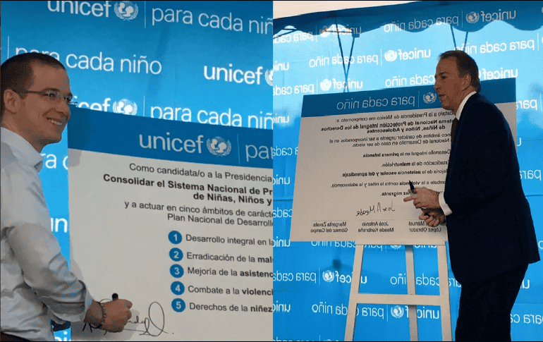 Anaya y Meade en Unicef México. TWITTER / @RicardoAnayaC / @JoseAMeadeK