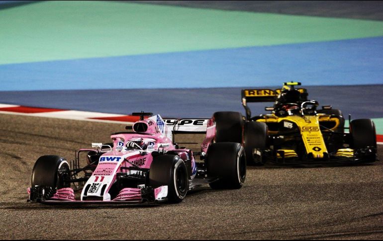 Pérez terminó la carrera en lugar 12, pero retrocedió cuatro puestos tras la aplicación del castigo. TWITTER/@ForceindiaF1