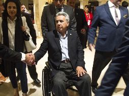 El presidente de Ecuador que se encontraba en la capital peruana para participar el viernes en la VIII Cumbre de las Américas, salió a las 19:30 hora local del Swissotel. EFE / E. Cavero