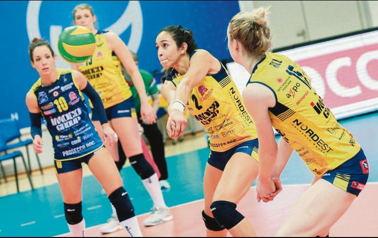 Tras egresar de la Universidad del Sur de California, Samantha Bricio (#2) ha sido pieza importante de las Panteras Italianas de Imoco Volley, que buscan consagrarse en Europa. ESPECIAL/IMOCO VOLLEY