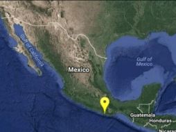 Mapa proporcionado por el Sismológico que muestra la ubicación del temblor. TWITTER/@SSNMexico