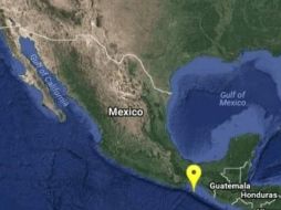 Mapa proporcionado por el Sismológico que muestra el sitio donde tuvo lugar el temblor. TWITTER/@SSNMexico