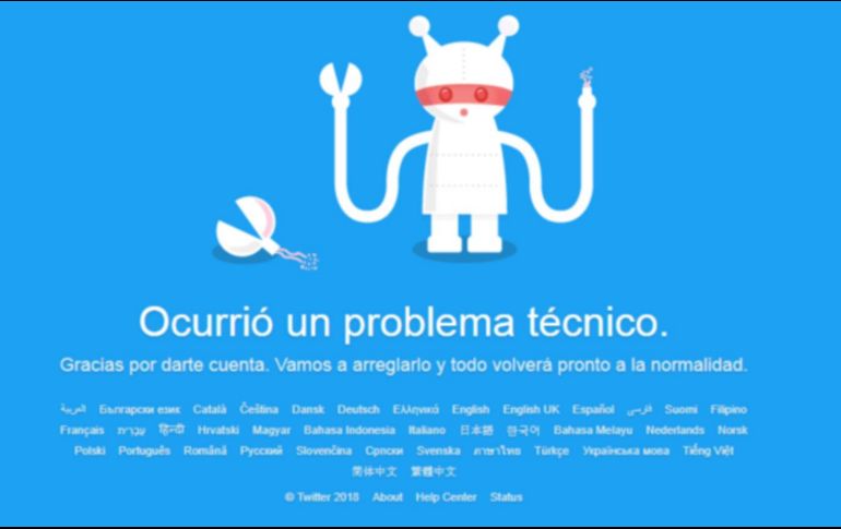 La caída ha afectado en mayor medida a usuarios de México, EU, Japón, Reino Unido y Filipinas. ESPECIAL / TWITTER