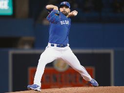 Jaime García durante el partido, que Toronto ganó por 11-3. AFP