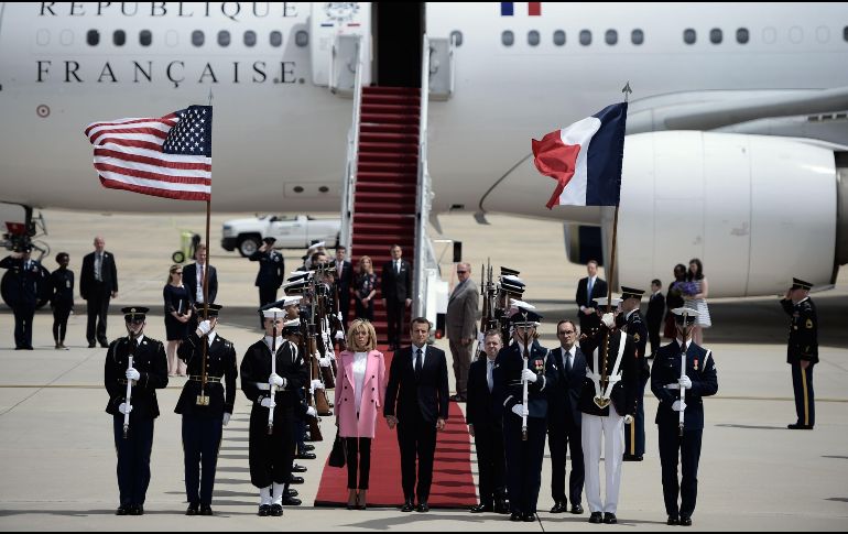 Este martes, Macron mantendrá una reunión bilateral y una conferencia de prensa con Trump, seguida de una visita al Departamento de Estado. AFP / B. Smialowski
